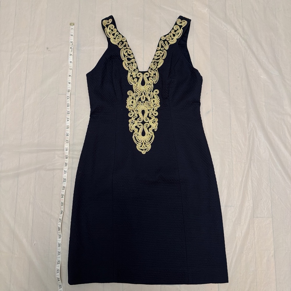 Lilly Pulitzer Navy Dress with Gold Detailing - Picture 1 of 3